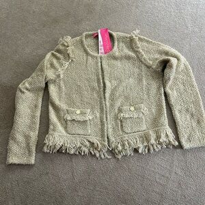 Lilly Pulitzer M smora cardigan gold metallic NWT